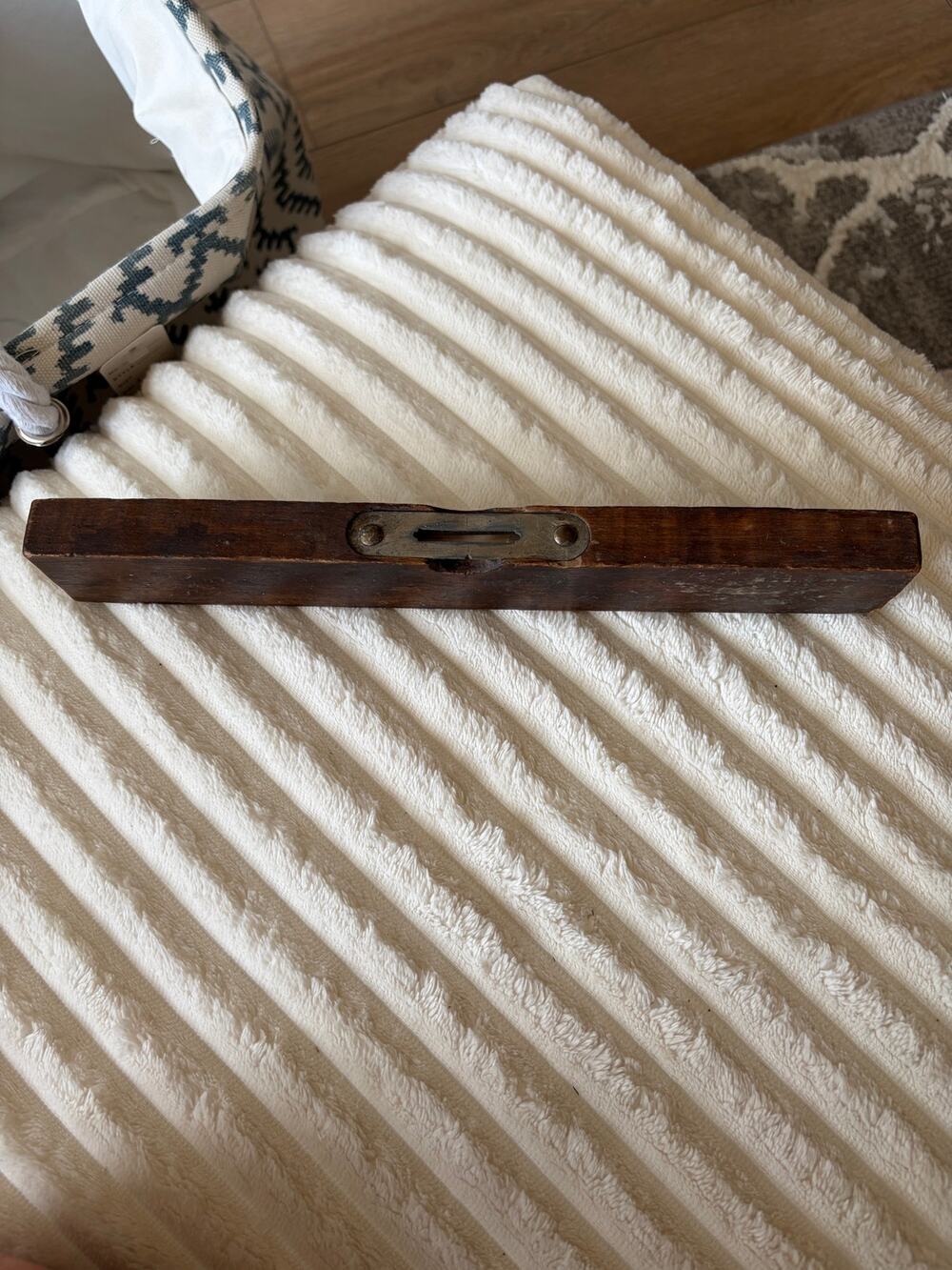 Vintage Antique 12" Wood and Brass Spirit Level - Unmarked Hand Tool